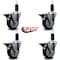 Service Caster 4'' Maroon Poly Swivel 1-1/4'' Expanding Stem Caster Set with Brake, 4PK SCC-EX20S414-PPUB-MRN-PLB-114-4 - alternate 4
